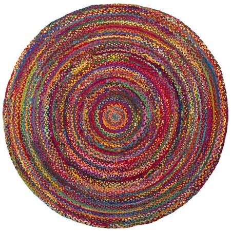 Safavieh Braided Hand Woven Round Area Rug; Red & Multicolor - 3 x 3 ft. BRD210A-3R